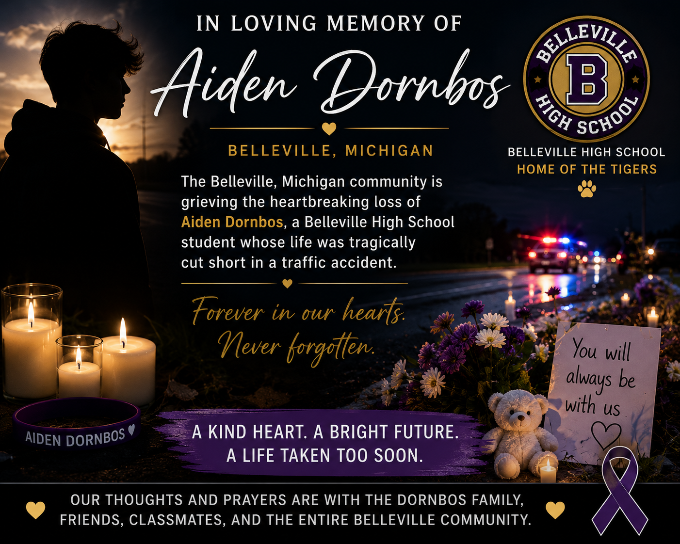 Belleville Community Mourns Loss of Student Aiden Dornbos Following Fatal Crash