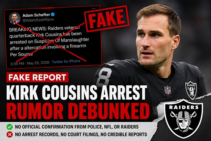 quarterback Kirk Cousins had been arrested
