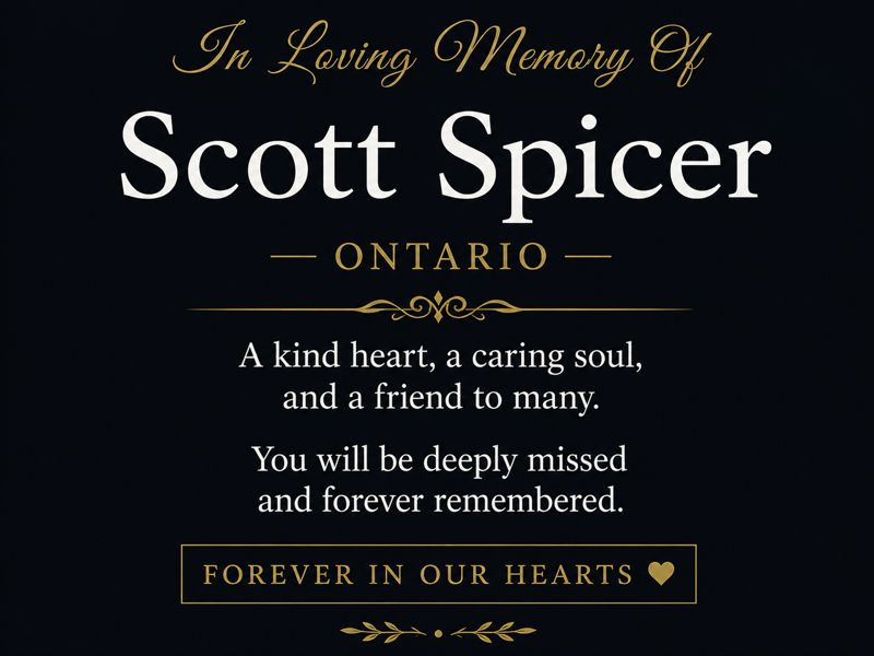 Ontario Community Saddened by Death of Scott Spicer